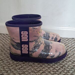 UGG Boots Women's 7 Marble Violet Night Rubber Clear Mini Waterproof Stylish
